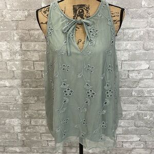 Maurices Sage Green Lace Overlay Tank Top